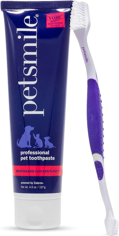 Professional Pet Brushing Kit | Cat & Dog Dental Care | Controls Plaque, Tartar, & Bad Breath | Only VOHC Accepted Toothpaste | Teeth Cleaning Pet Supplies (London Broil, 2.5 Oz)