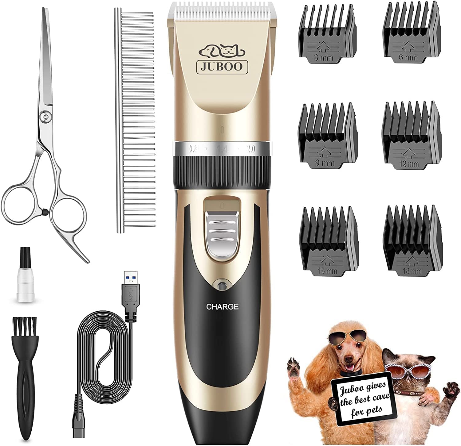 Dog Clippers Low Noise Professional Rechargeable Cordless Quiet Dog Grooming Kit for Cats Pets