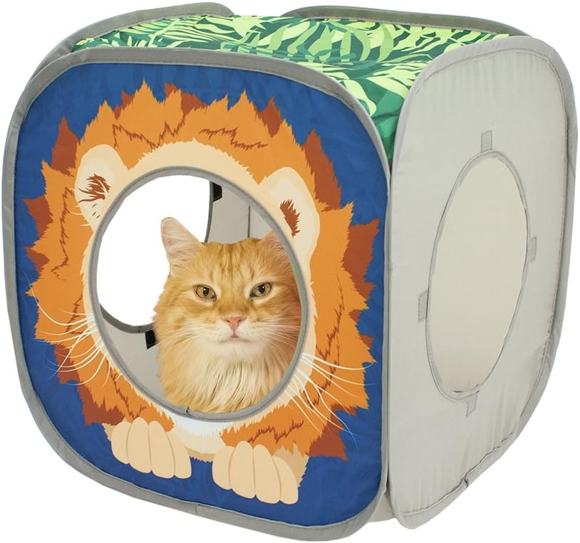 Pop-Up Safari Hut Play House, Cat Cube, Play Kennel, Cat Bed, Jungle Cat House