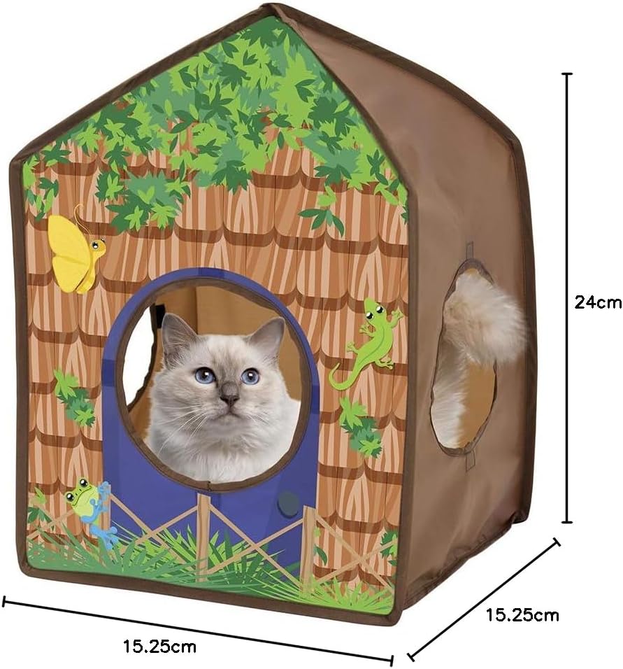 Pop-Up Safari Hut Play House, Cat Cube, Play Kennel, Cat Bed, Jungle Cat House