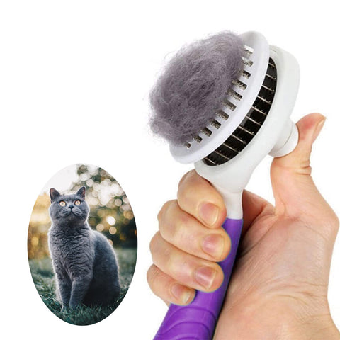 Cat Grooming Brush, Self Cleaning Slicker Brushes for Dogs Cats Pet Grooming Brush Tool Gently Removes Loose Undercoat, Mats Tangled Hair Slicker Brush for Pet Massage- Upgraded (BLUE)