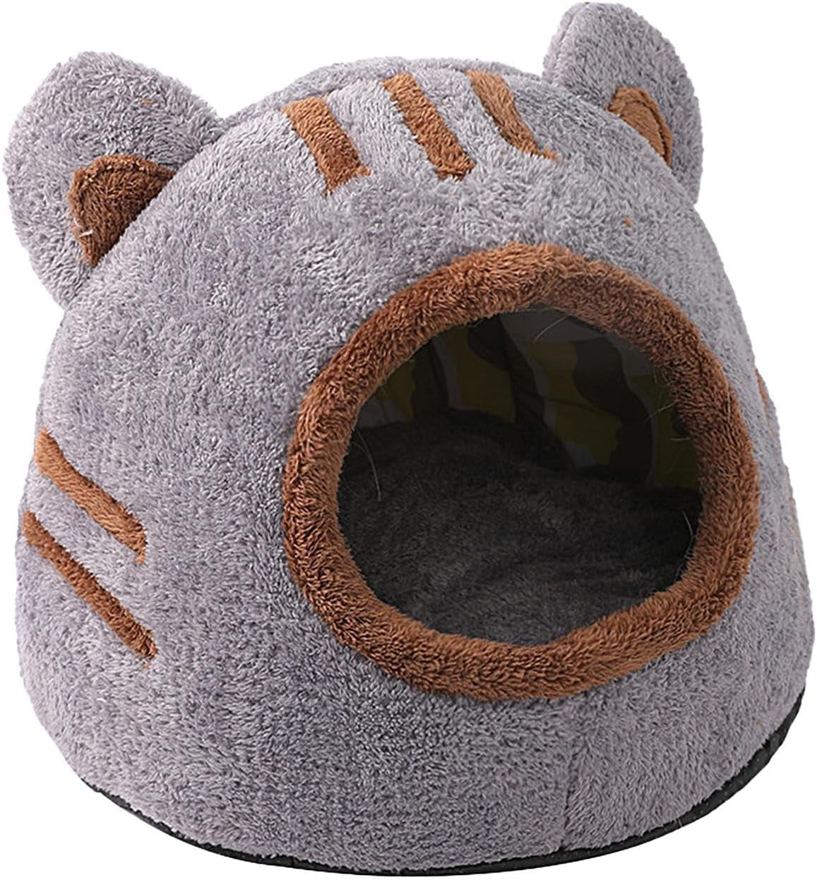 Cat Cave Bed, Soft Plush Cat Bed House, Warm Cozy Cat Hideaway Bed, Comfortable and Roomy Indoor Pet Cave, Washable Kitten Bed Cave with Removable Cushioned Pillow, Self Warming Cat House Tent