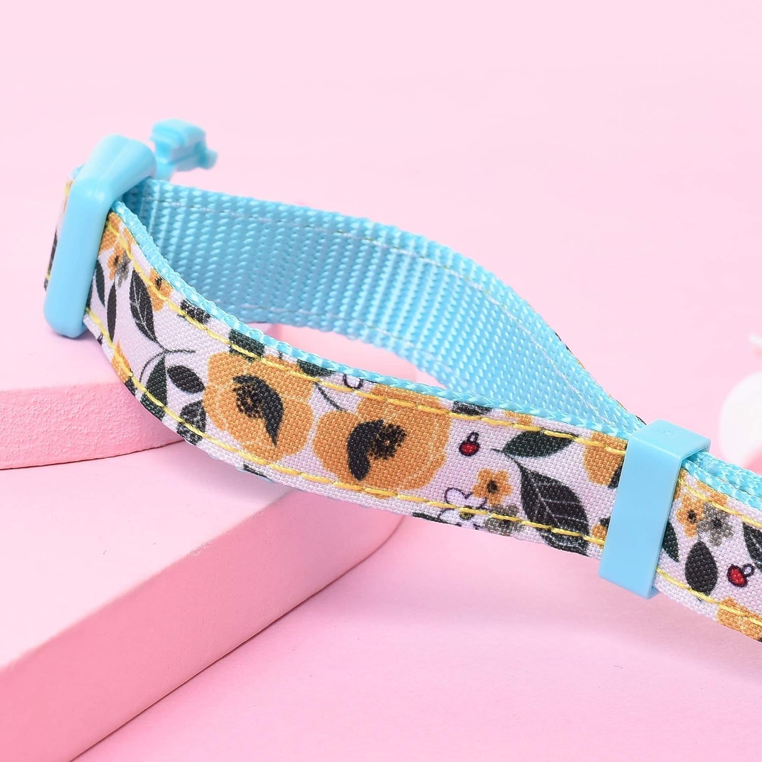 | Girl Dog Collars | Cute Dog Collar Lightweight | Soft Poly Cotton Fabric Collars for Small Dogs | Flower & Fruit Pattern (Bindweed, Collar -XS)