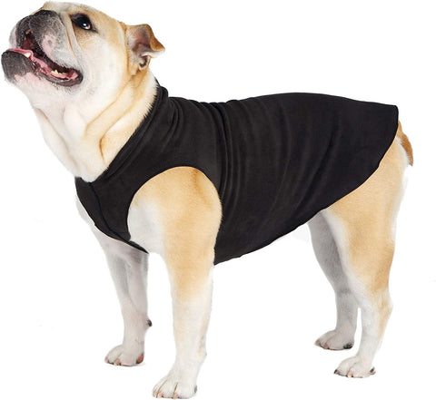 Stretch Fleece Dog Coat – Soft, Warm Dog Clothes, Stretchy Pet Sweater – Machine Washable, Eco Friendly – All Season – Sizes 2-33, Black, Size 12