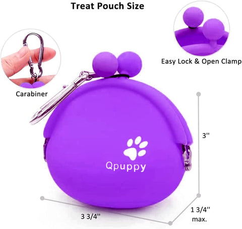 Ordinary Dog Treat Training Pouch Fashion Portable Small Dog Training Treat Pouch Treat Pouches for Pet Training Coin Purse Silicone Coin Pouch Key Case (Purple)