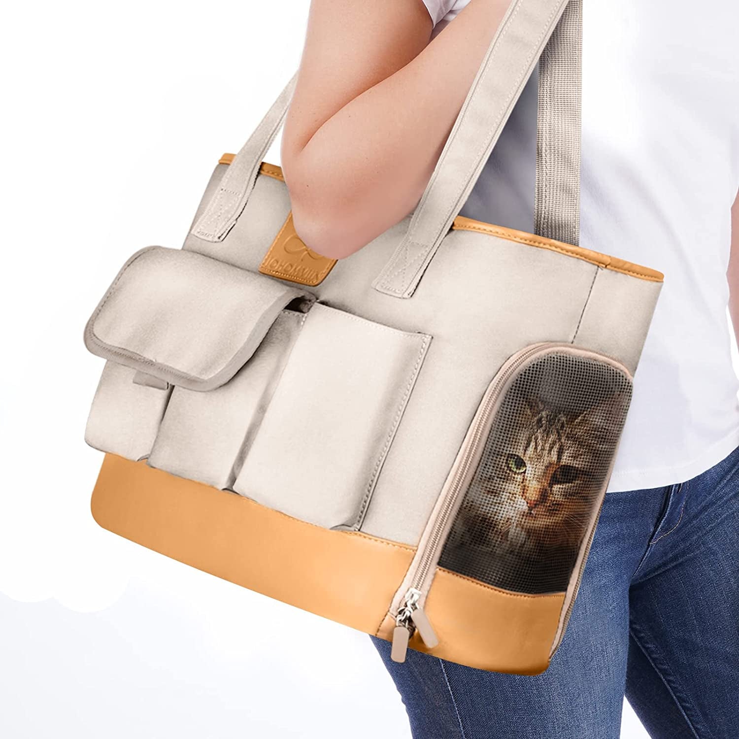 Dog Carrier, Cat Carrier, Pet Carrier, Foldable Waterproof Premium Oxford Cloth Dog Purse, Portable Bag Carrier for Small to Medium Cat and Small Dog（Grey）