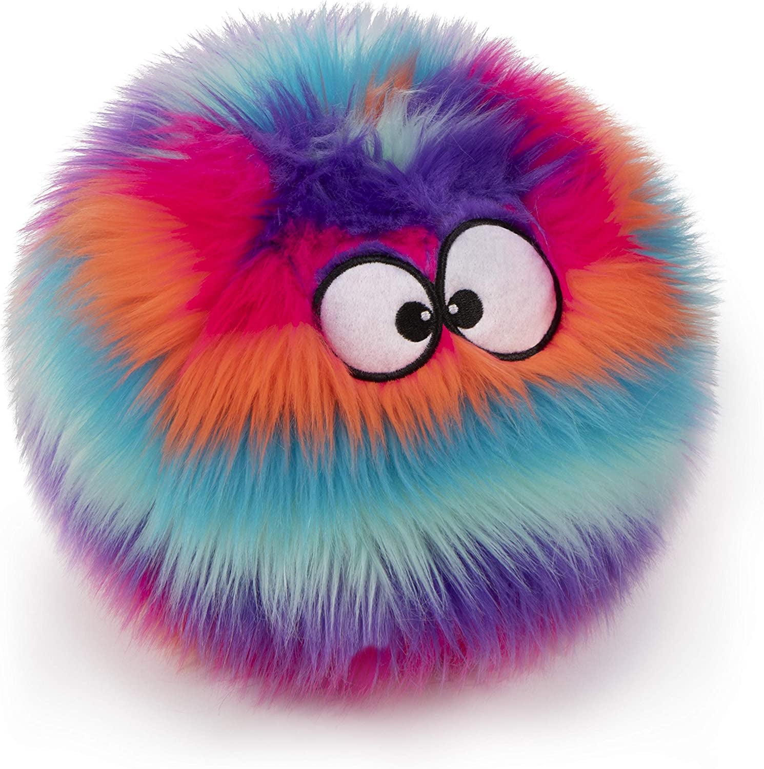Furballz Squeaky Plush Ball Dog Toy, Chew Guard Technology - Rainbow, Large