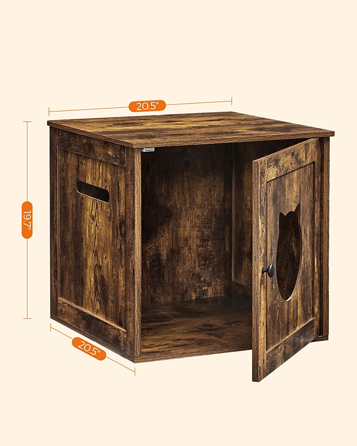 Cat Litter Box Furniture, Hidden Litter Box Enclosure Cabinet with Single Door, Indoor Cat House, End Table, Nightstand, Rustic Brown UPCL004X01