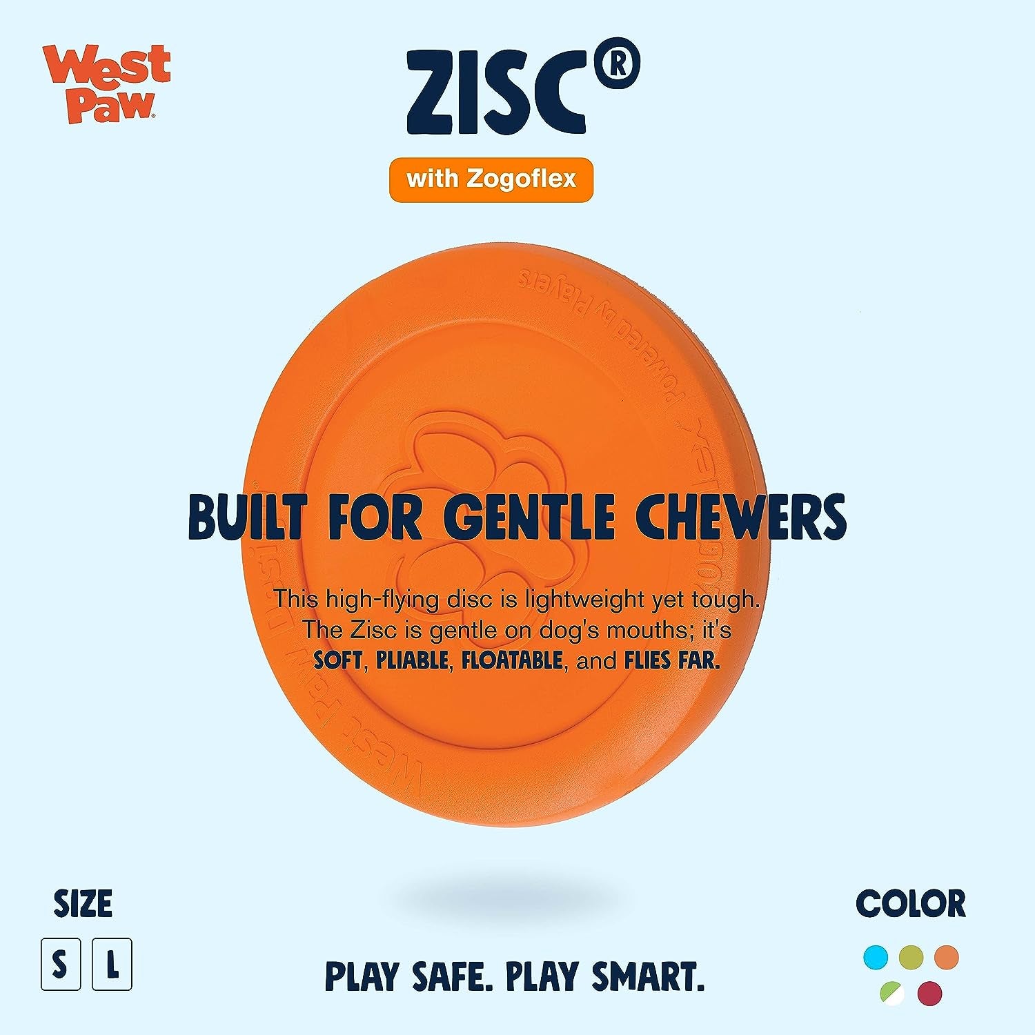 Zogoflex Zisc Dog Flying Disc, High Flying Aerodynamic Disc for Dogs Puppy – Lightweight, Floatable Disc for Fetch, Tug of War, Catch, Play – Doubles as Food/Water Bowl, Large 8.5", Tangerine