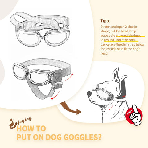 Dog Goggles/Sunglasses Small Breed Outdoor UV Protection Dog Sunglasses for Small Dogs Eye Protection Anti-Fog/Wind/Dust/Snowproof Puppy Glasses, Black