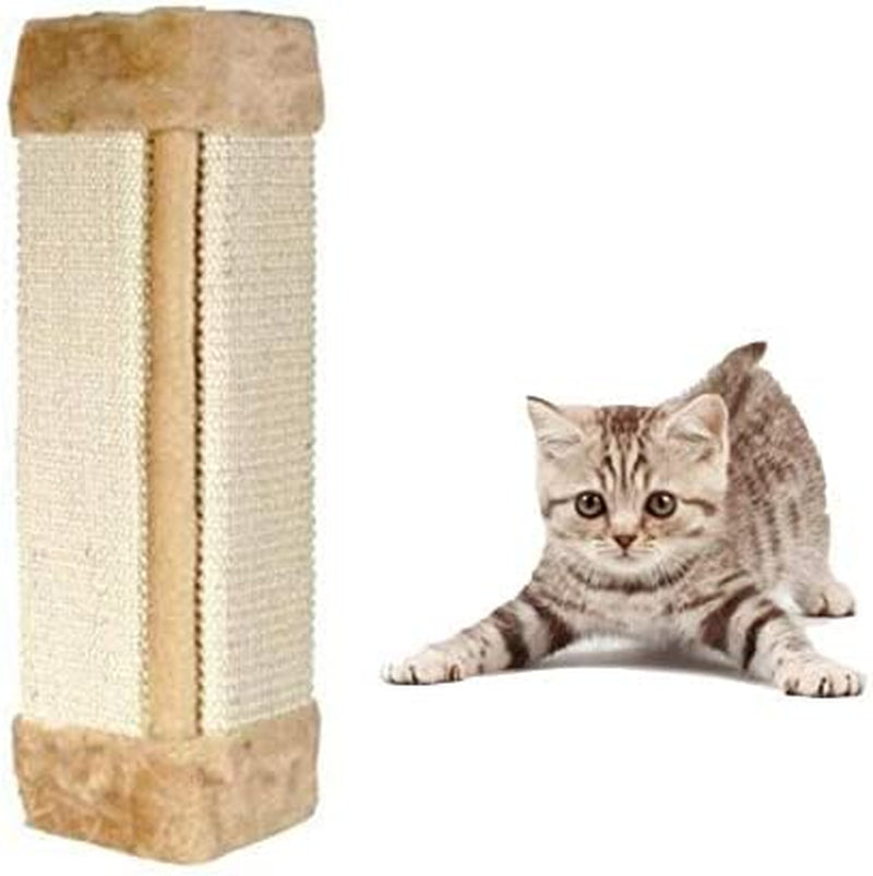 Wall Mounted Scratching Post, 20Inch Hanging Natural Sisal Cat Scratching Mat, Door Wall Protecting Corner with Wall Fixings (Khaki)