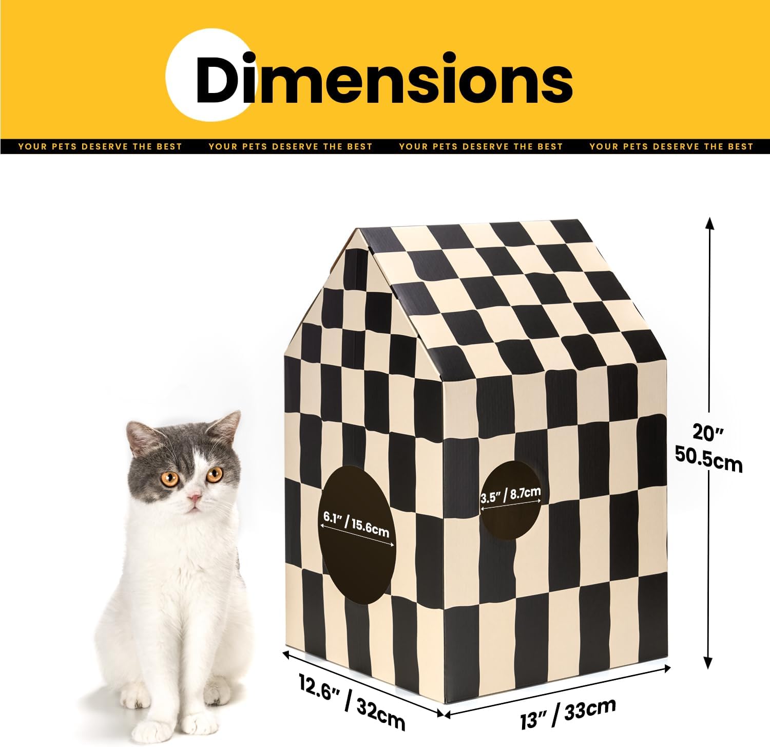 Cardboard Cat House with Cat Scratch Pad&Catnip,Easy-To-Assemble Cat Scratcher Cardboard House for Various Home Decor,Cat Scratching Home Toy for Indoor Cats&Small Animals Birthday