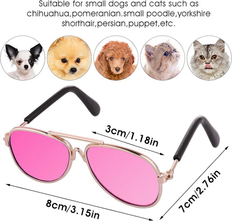 Cat Sunglasses- Pet Puppy UV Protection Sunglasses Dolls Sun Glasses, Small Dog Cosplay Photo Props Cute Sunglasses (4Pcs- Aviator Sunglasses)