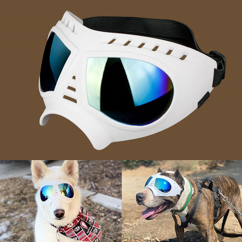 Dog Goggles for Large Dogs UV Dog Sunglasses Medium Large Breed Transparent Dog Glasses Wind/Dust/Fog/Snow Dog Eye Protection, Wide Snout Rest, Soft Frame, Clear Blue