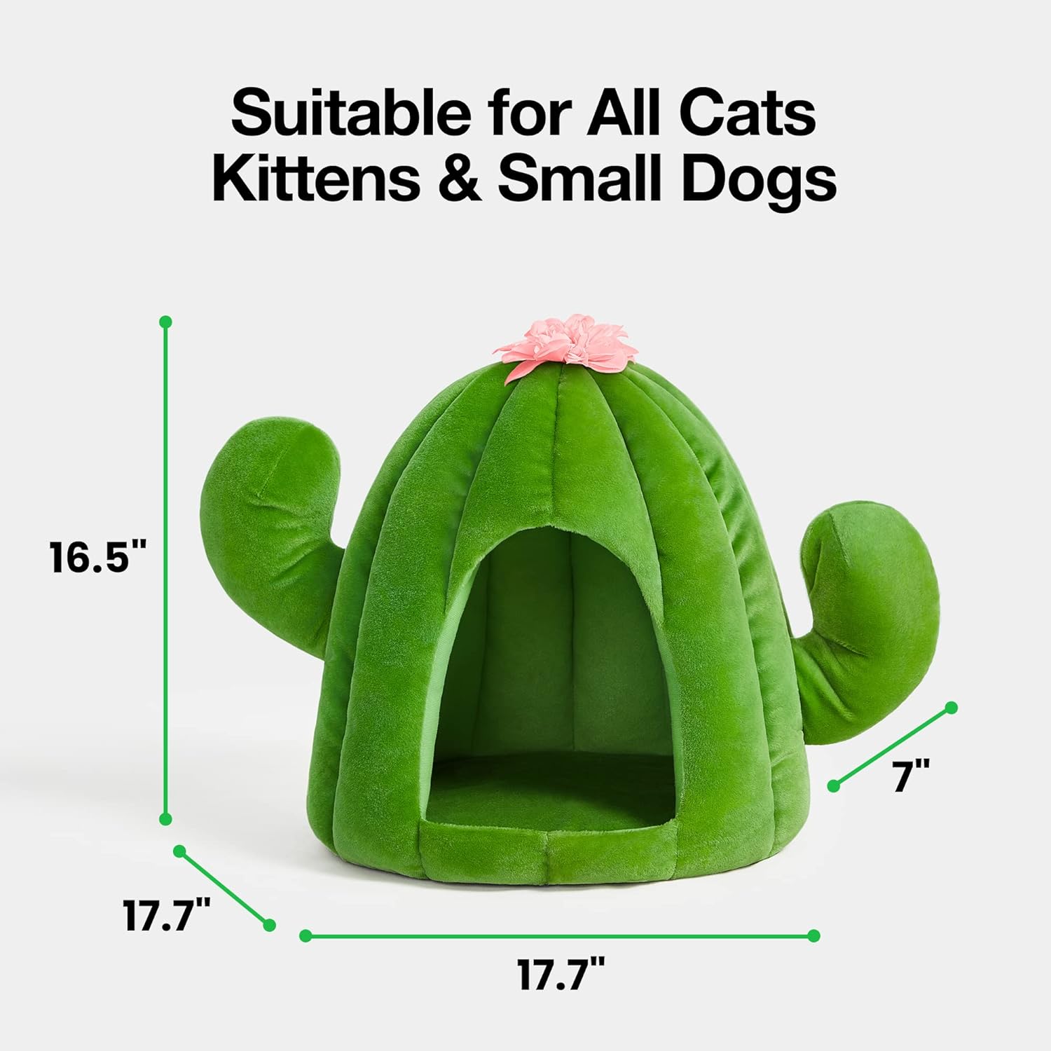 Cactus Cat Beds for Indoor Cats - Warm Cat House Pet Bed for Large Cat or Small Dog, Animal Cave Cat Tent Kitten Bed with Removable Washable Cushion