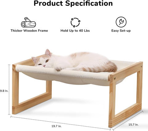 Cat Bed, Plush Velvet Cat Beds for Indoor Cats, Wooden Cat Hammock, 20 X 16 Inch Cat Couch, Suitable for Cats, Dog, Bunny, Rabbit, Kitten and Small Animal