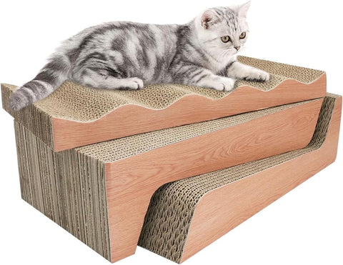 Cat Scratch Pad- 3 in 1 Corrugated Cardboard Cat Scratcher for Indoor Cats, Professional Cat Scratching Board for Adult Cats, Catify Cat Scratcher Pads with Catnip