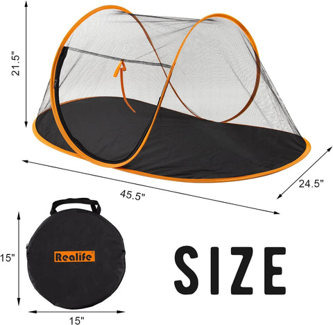 Outdoor Cat Enclosures, Portable Cat Tent for Bearded Dragon, Dogs and Small Animals, Cat Outdoor Tent with Foldable Bag(Orange)