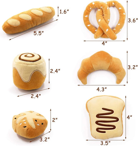 Bread Catnip Toys Kitten Interactive Toys for Cat Lover Gifts Kitty Chew Bite Kick Toys Supplies Baguette Croissant Pretzel Toast Bun Cinnamon Roll Plush Catmint Pet Birthday Presents Set of 6