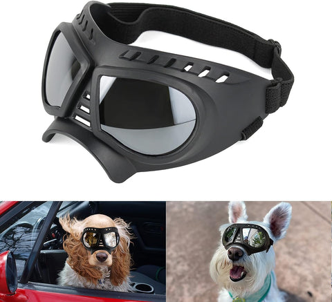 Dog Goggles for Large Dogs UV Dog Sunglasses Medium Large Breed Transparent Dog Glasses Wind/Dust/Fog/Snow Dog Eye Protection, Wide Snout Rest, Soft Frame, Clear Blue