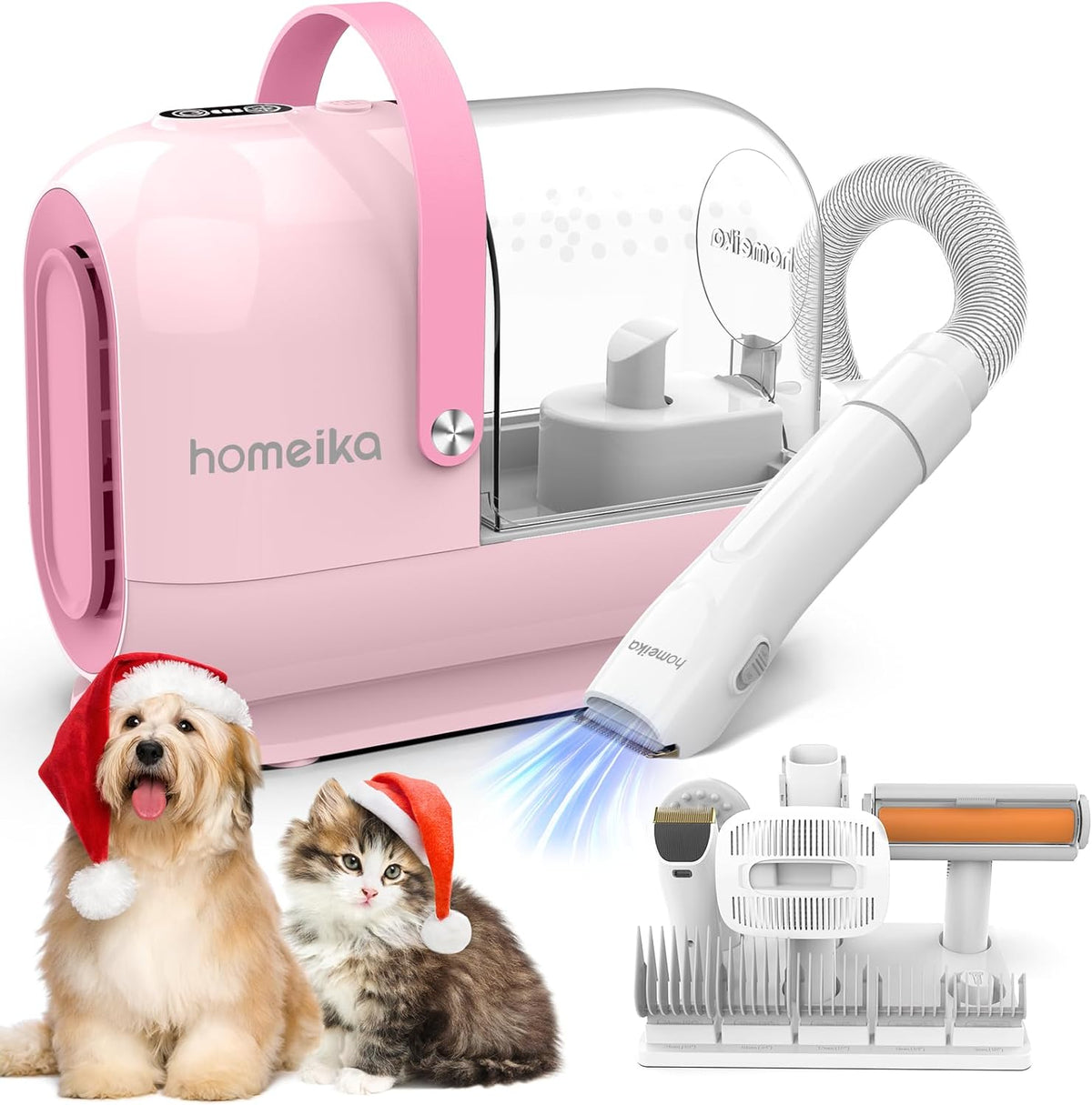 Dog Grooming Kit & Vacuum, 3L Pet Grooming Vacuum 99% Pet Hair Suction, 7 Pet Grooming Tools, 5 Combs, Quiet Pet Vacuum Groomer with Hair Roller, Massage Nozzle for Shedding Dogs, Cats