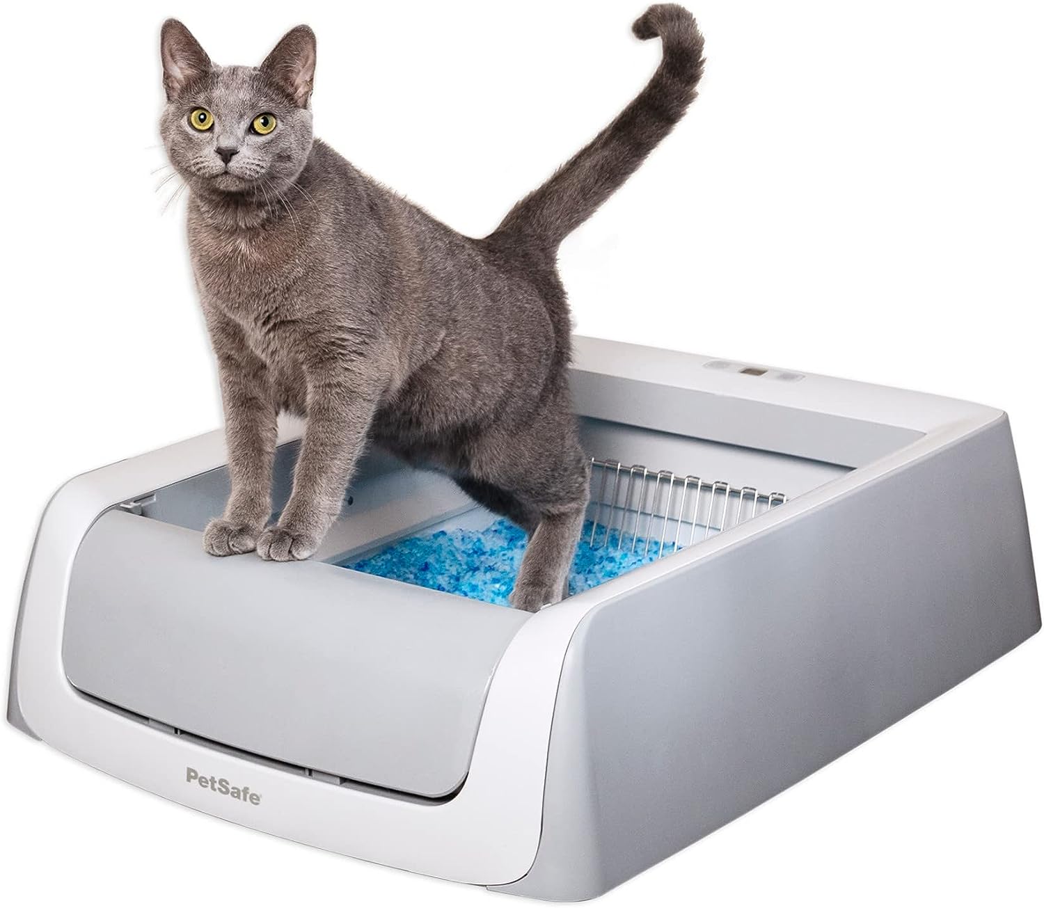 Self-Cleaning Cat Litter Box with Hood - Never Scoop, Hands-Free Disposable Crystal Tray, Less Tracking, Better Odor Control