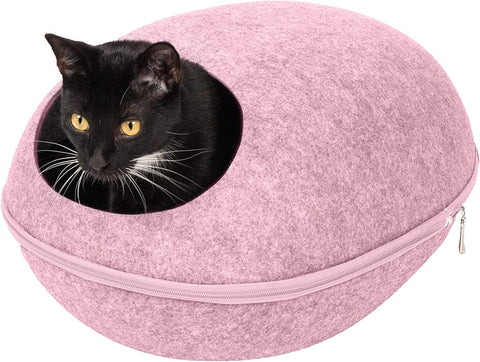 Pet House for Indoor Cats & Medium/Small Dogs, Collapsible & Foldable W/ Plush Ball Toy - Living Room Ottoman Cat Condo - Stormy Gray, Large