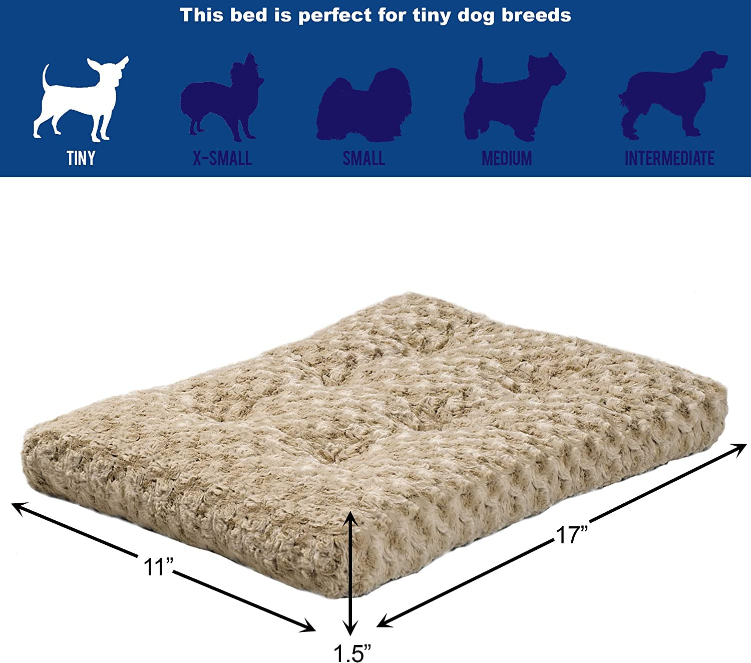 Deluxe Dog Beds | Super Plush Dog & Cat Beds Ideal for Dog Crates | Machine Wash & Dryer Friendly, 1-Year Warranty, Mocha, 18 In