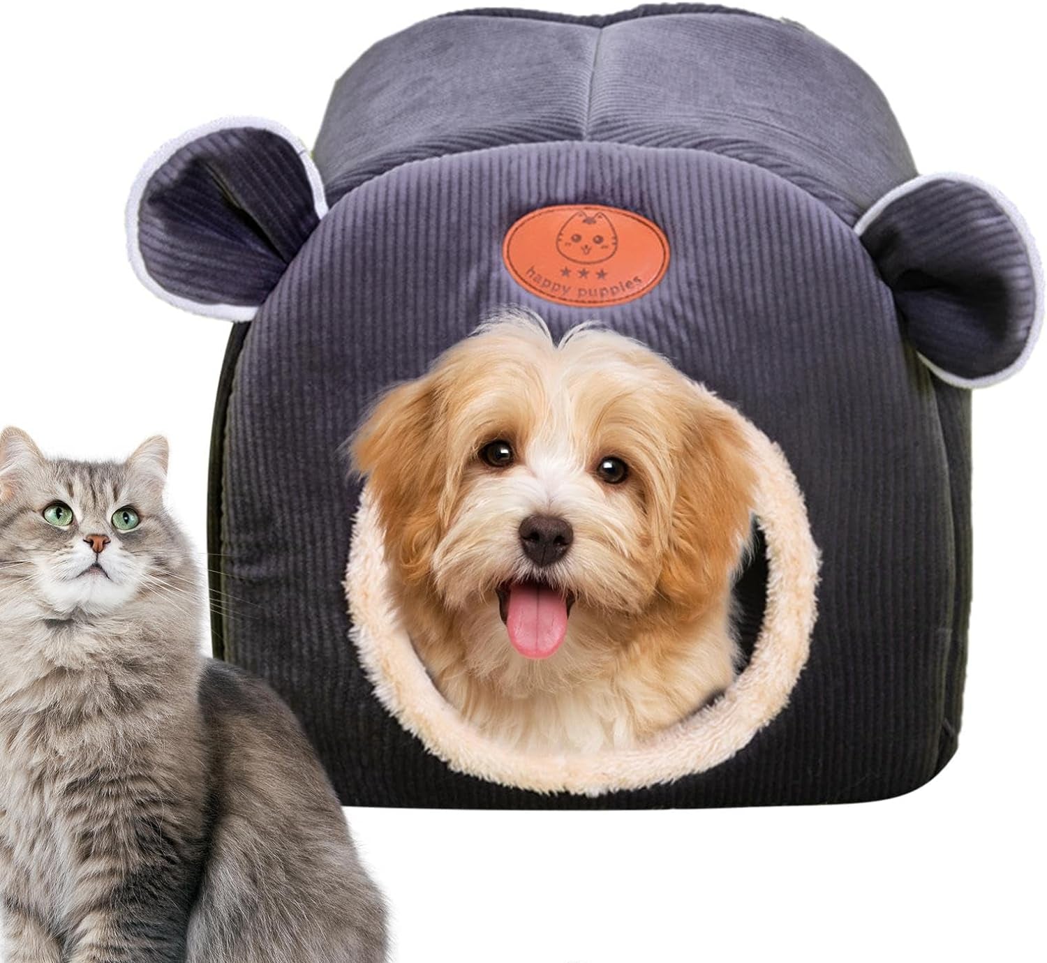 Pet Tent House, Winter Pet House, Comfy Kitten Bed, Semi Enclosed Shape Pet Bed with Moisture Resistane, Washable Kitten Bed Cave with Bite Resistancy, Cat House for Indoor Cats Rabbits Gifting Pets