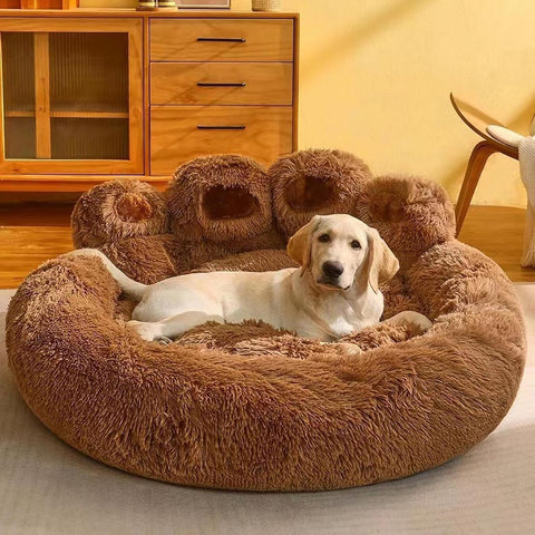 19.68" Upgraded Soothing Paw Dog Bed, Dog Bed with Standing Paws, Dog Bed Cat Pet Sofa Cute Bear Paw Shape Cozy Cozy Pet Sleeping Bed (Coffee)