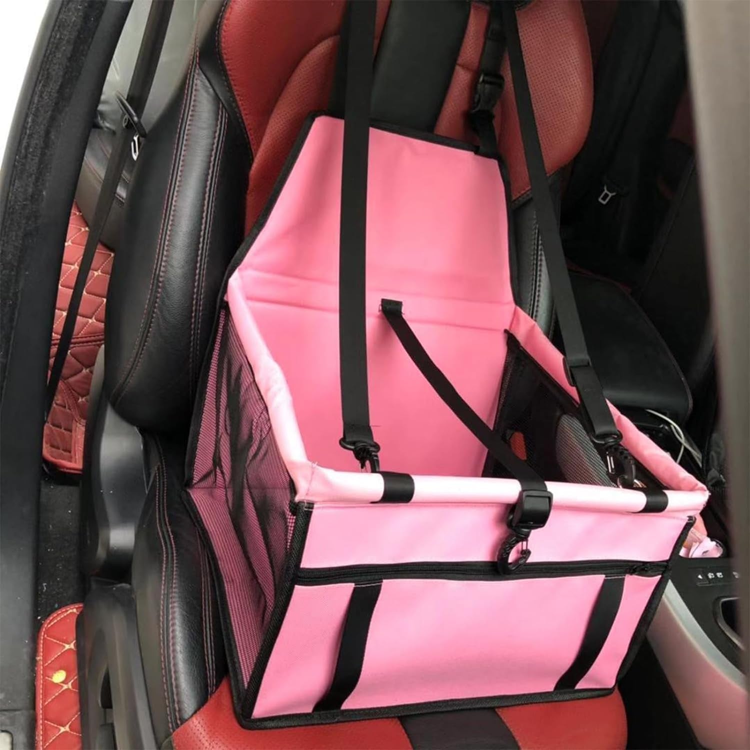 Dog Car Seat for Medium Small Dogs,Portable Washable Travel Bags for Pets under 50Lb,Pet Car Booster Suitable for Midsize and Large Cars(Pink)