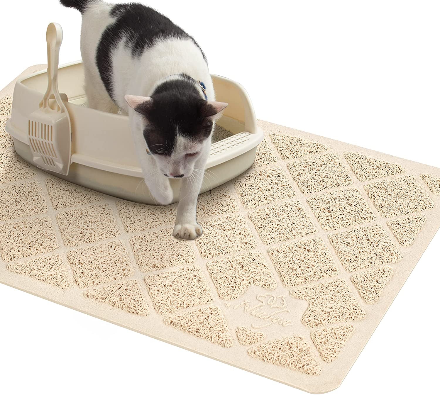 Premium Cat Litter Mat, 47" Long X 35" Wide, Extra Large Size, Waterproof and Non-Slip Design, Gentle on Paws, Easy to Clean