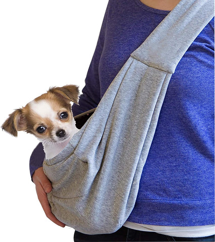 Dog and Cat Sling Carrier Little Pet Carrier Shoulder Crossbody Pet Slings for Outdoor Traveling Subway (Black)