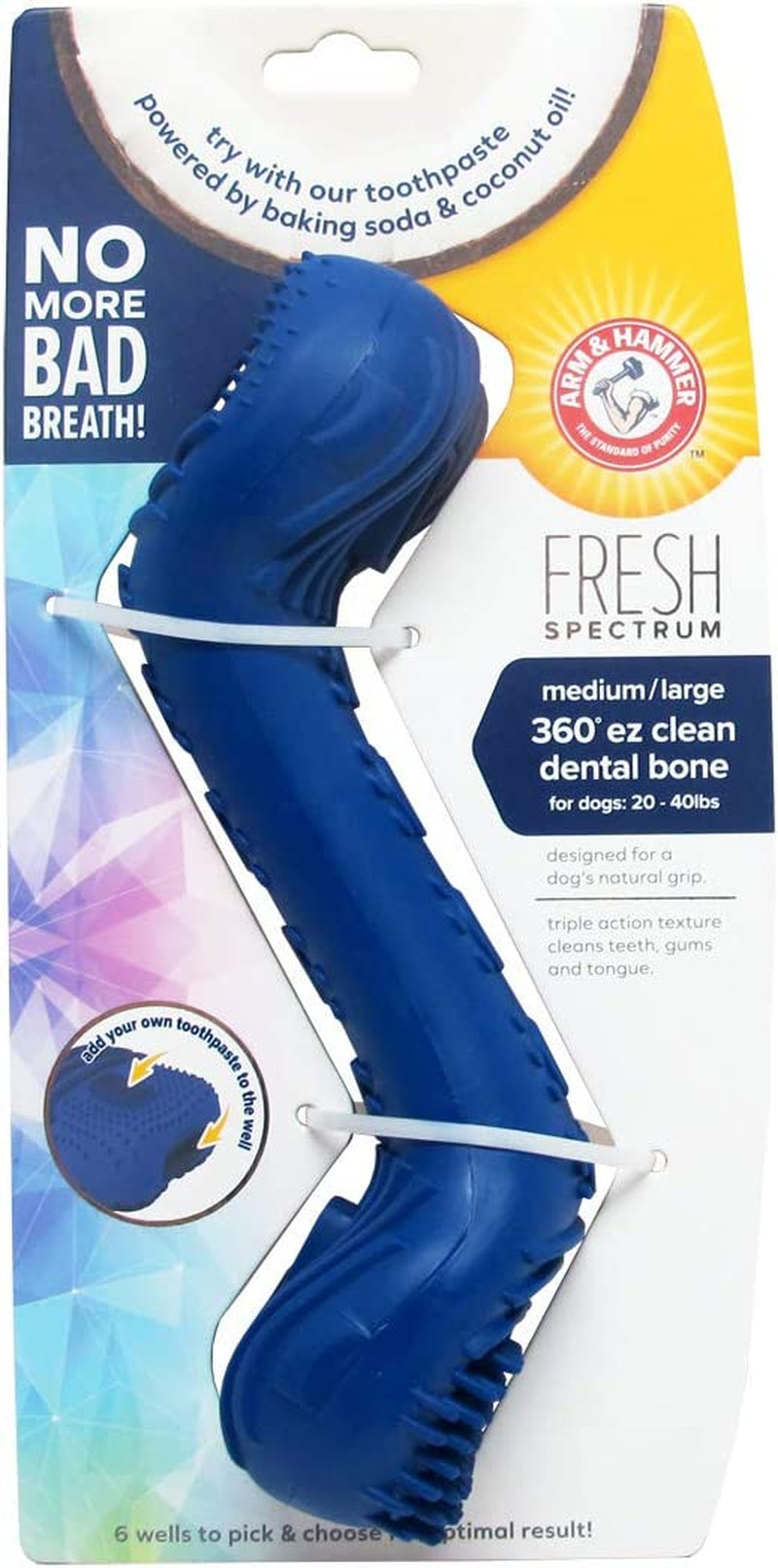 Fresh Spectrum 360 Degree EZ Clean Dog Dental Bone Chew Toy, Small | Dog Dental Toy for Small Dogs to Clean Teeth and Combat Bad Breath | Enhanced with Baking Soda and Coconut Oil