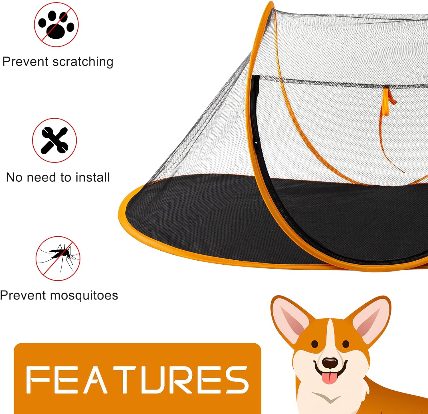 Outdoor Cat Enclosures, Portable Cat Tent for Bearded Dragon, Dogs and Small Animals, Cat Outdoor Tent with Foldable Bag(Orange)