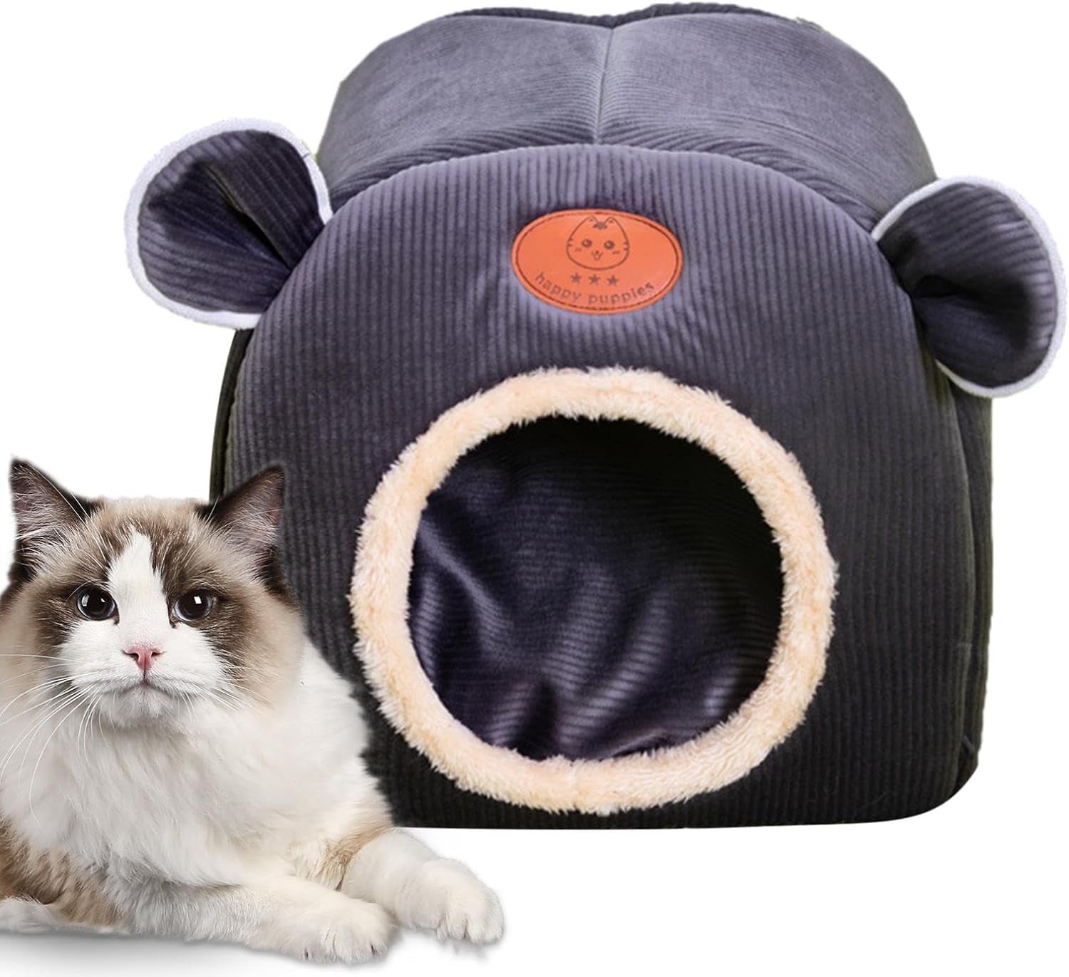 Pet Tent House, Winter Pet House, Comfy Kitten Bed, Semi Enclosed Shape Pet Bed with Moisture Resistane, Washable Kitten Bed Cave with Bite Resistancy, Cat House for Indoor Cats Rabbits Gifting Pets