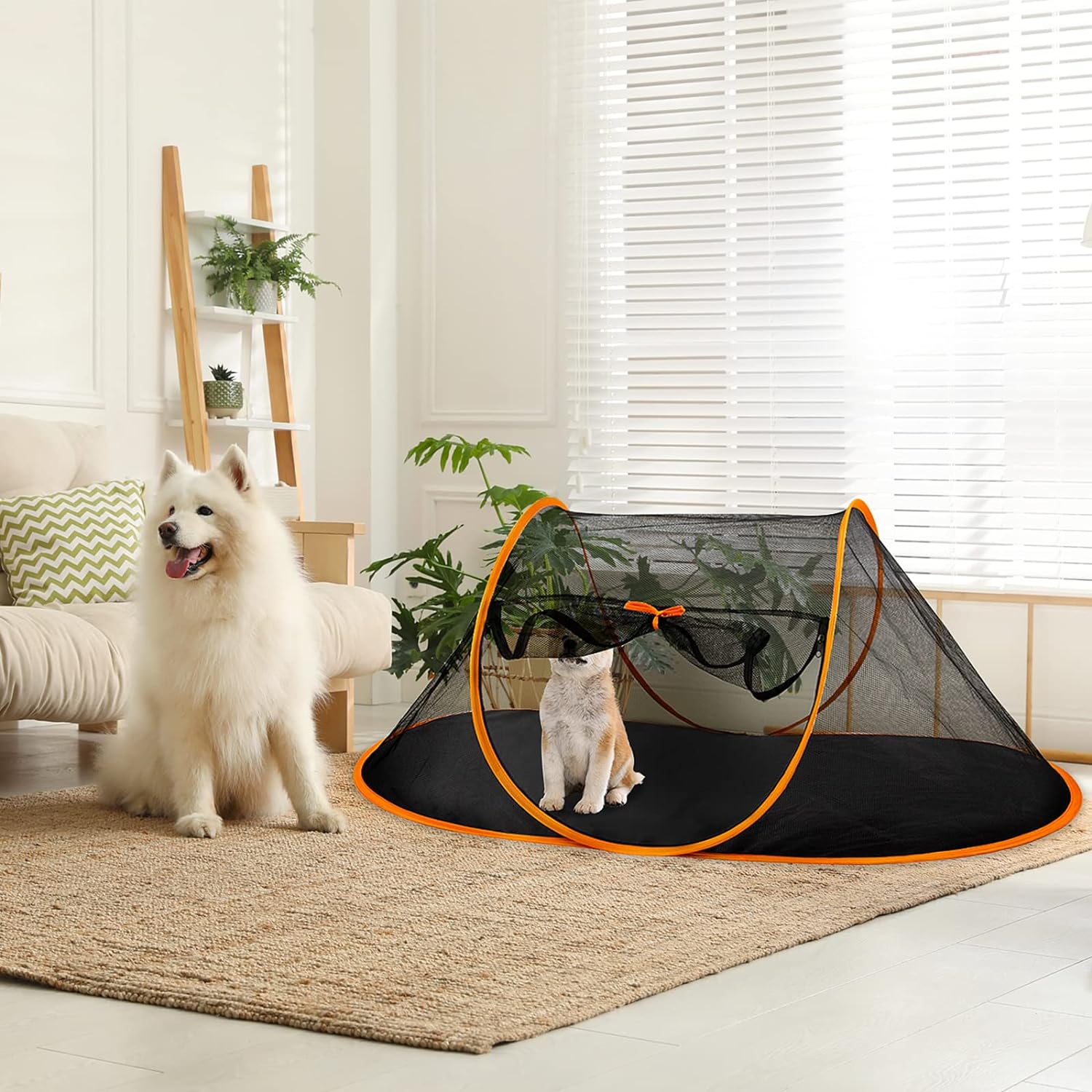 Outdoor Cat Enclosures, Portable Cat Tent for Bearded Dragon, Dogs and Small Animals, Cat Outdoor Tent with Foldable Bag(Orange)