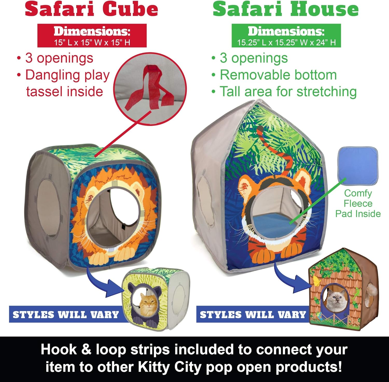 Pop-Up Safari Hut Play House, Cat Cube, Play Kennel, Cat Bed, Jungle Cat House