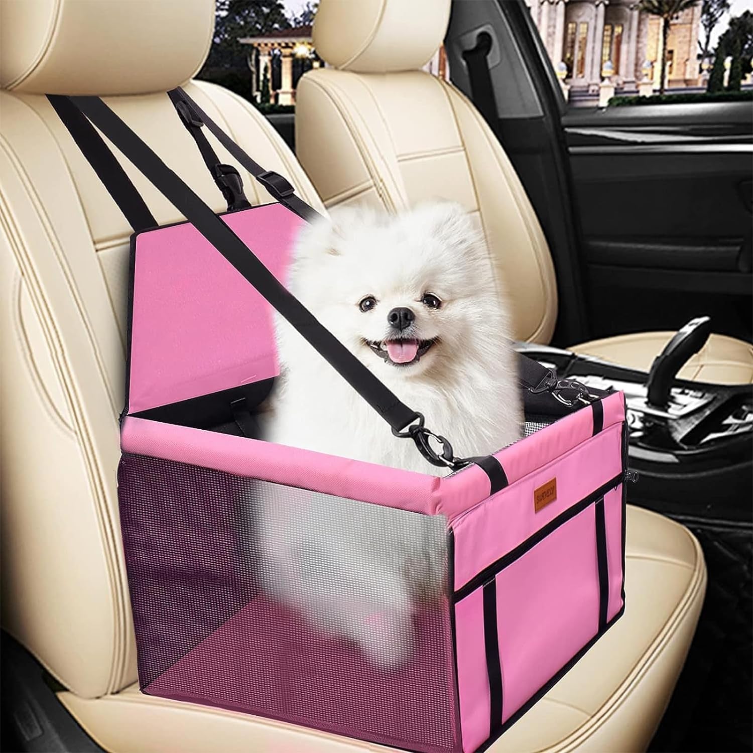 Dog Car Seat for Medium Small Dogs,Portable Washable Travel Bags for Pets under 50Lb,Pet Car Booster Suitable for Midsize and Large Cars(Pink)