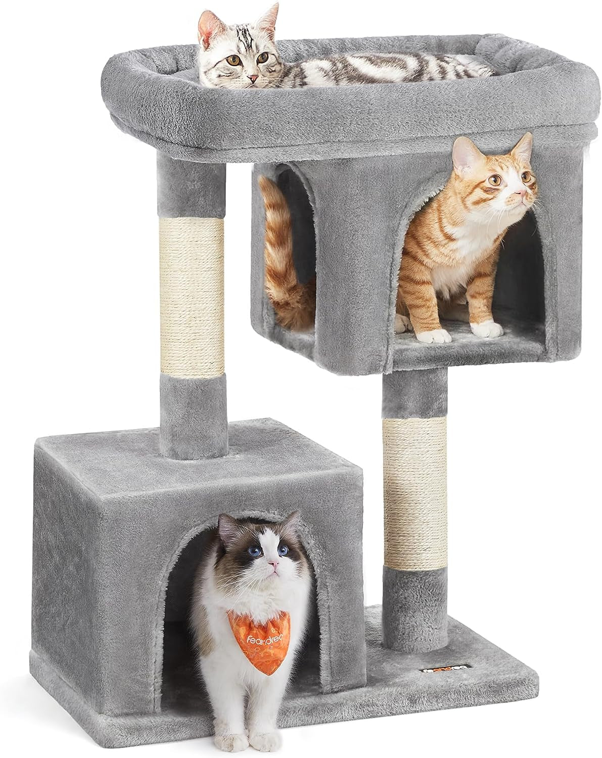 Woodywonders Cat Tree, 65-Inch Modern Cat Tower for Indoor Cats, Multi-Level Cat Condo with 5 Scratching Posts, Perch, Washable Removable Cushions, Cat Furniture, Rustic Brown UPCT166X01