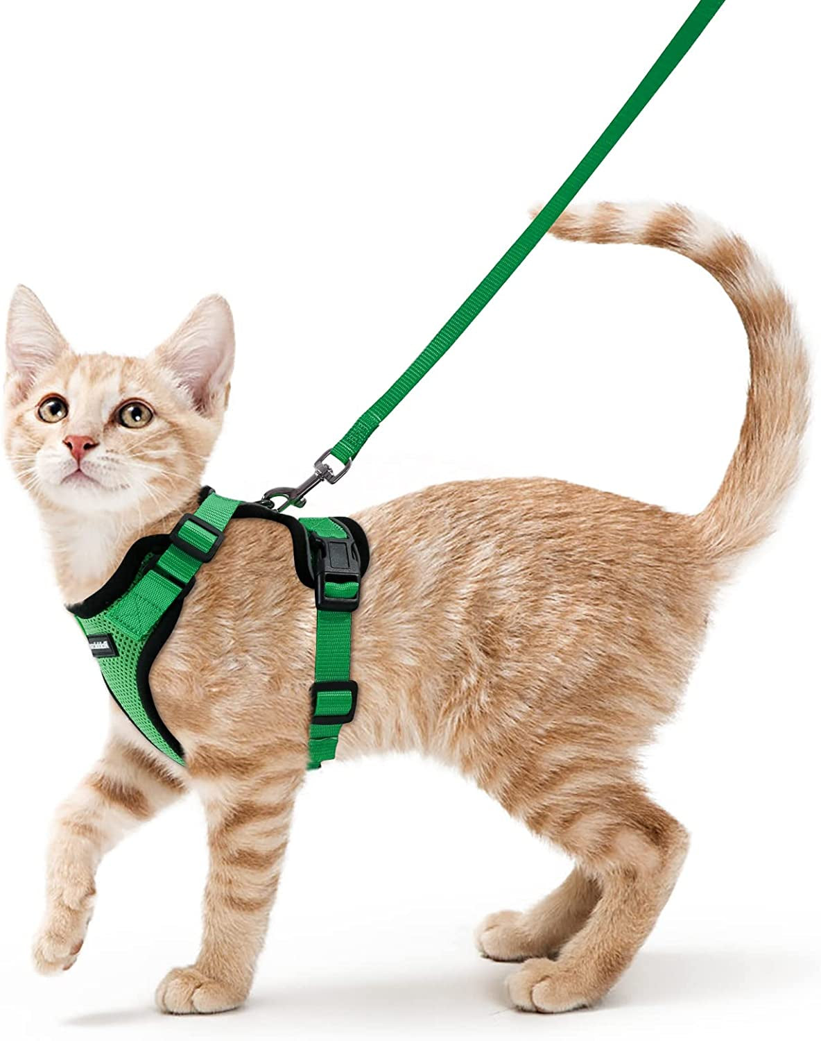 Cat Harness and Leash for Walking, Escape Proof Soft Adjustable Vest Harnesses for Cats, Easy Control Breathable Reflective Strips Jacket, Black, S