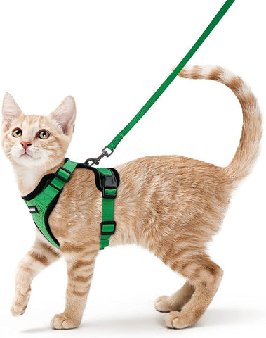 Cat Harness and Leash for Walking, Escape Proof Soft Adjustable Vest Harnesses for Cats, Easy Control Breathable Reflective Strips Jacket, Black, S