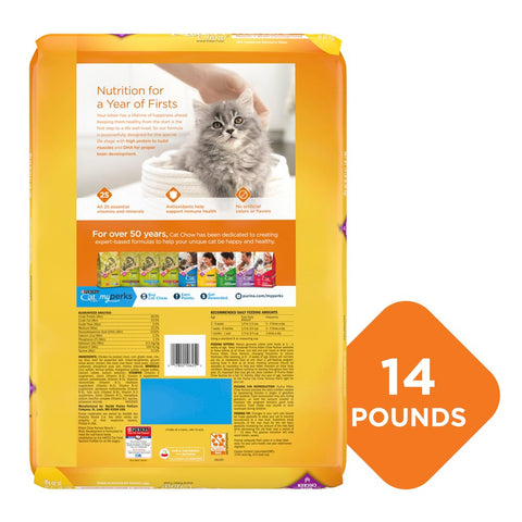 Purina Kitten Chow Nurture Dry Cat Food Muscle & Brain Development, High Protein Farm Raised Chicken, 14 Lb Bag