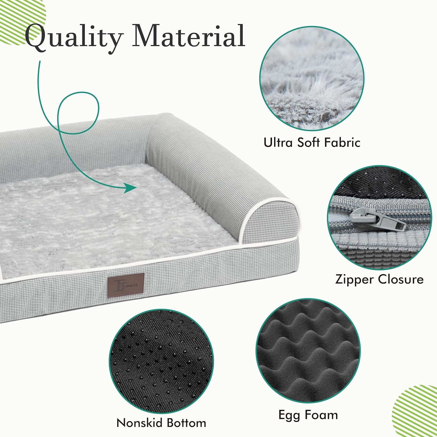 Orthopedic Dog Beds for Large Dogs,Waterproof Lined Egg Crate Foam Pet Bed Mat with Removable and Washable Cover and Non Slip Bottom,Dog Sofa Bed