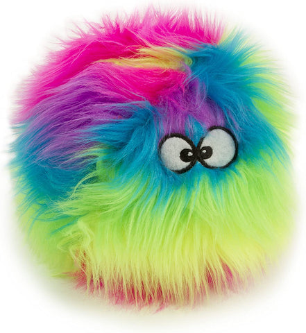 Furballz Squeaky Plush Ball Dog Toy, Chew Guard Technology - Rainbow, Large