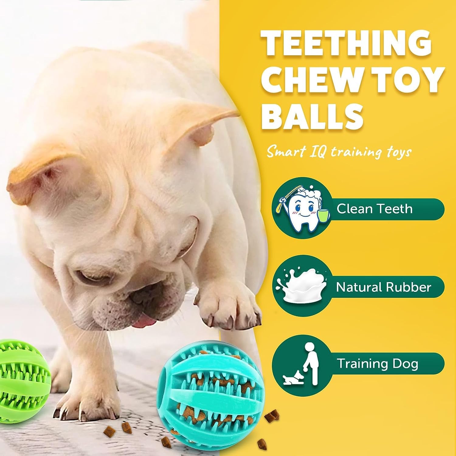 2 Different Functions Interactive Balls for Dogs 2.5” Squeaky Dog Balls Toys and Puppy Teething Chew Toy Balls for Small Dogs Dog Balls for Clean Teeth and Training （5Pcs）