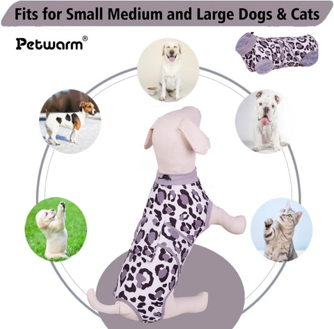 Prevents Licking - Dog Cone Alternative after Surgery - Covers Wounds, Dog Recovery Suit- Machine Washable - Fashionable and Protective - Lightweight and Breathable,Leopard Pattern,White,Xs