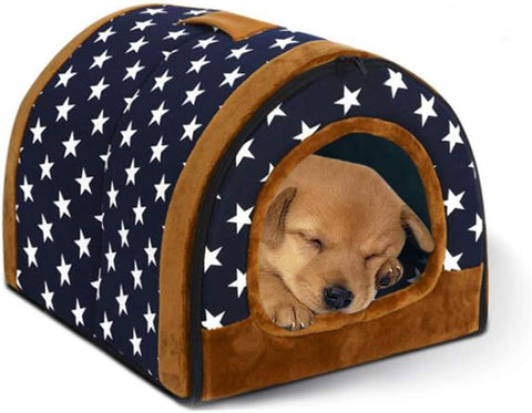 2-In-1 Pet Rainbow Striped House and Portable Sofa Non-Slip Dog Cat Igloo Bed Warm Lovely Pet House Gift for Pets (Stripe)