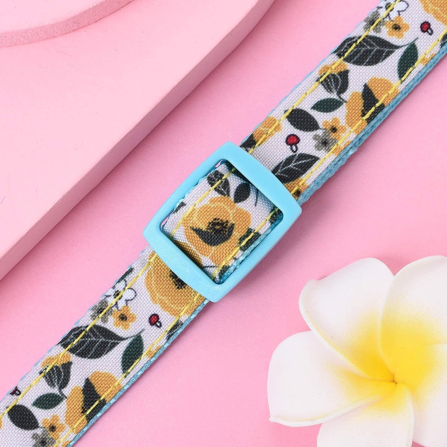 | Girl Dog Collars | Cute Dog Collar Lightweight | Soft Poly Cotton Fabric Collars for Small Dogs | Flower & Fruit Pattern (Bindweed, Collar -XS)