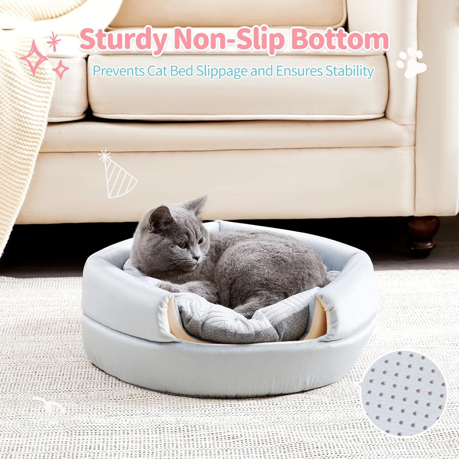 Made4Pets Cat Bed and House, 2-In-1 Foldable Cat Houses for Indoor Cats, Soft Velvet Cat Cave, Removable and Washable Cushion, Cat Condo for All-Season Comfort and Style